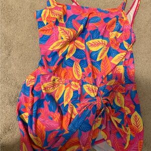 Tropical Leaf Print Womens One Piece